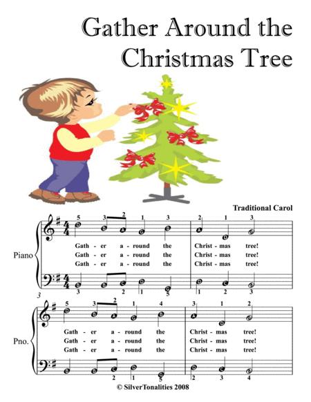 Gather Around The Christmas Tree Easy Piano Sheet Music With Colored Notes Sheet Music