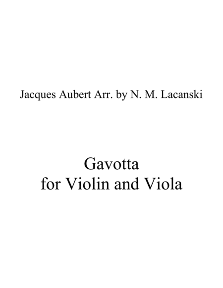 Gavotta For Violin And Viola Sheet Music