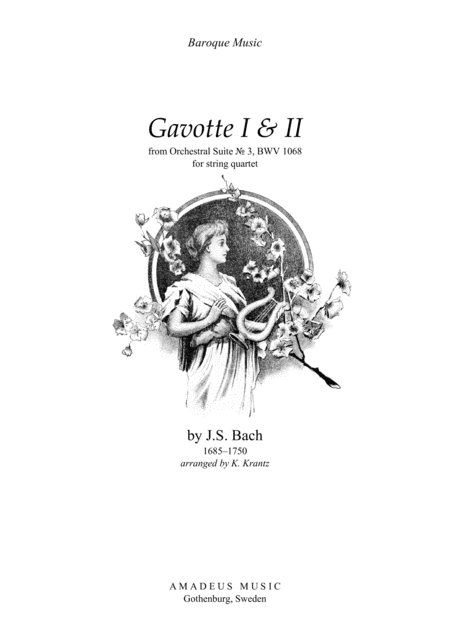 Gavotte 1 2 From Suite No 3 Bwv 1068 For String Quartet Sheet Music