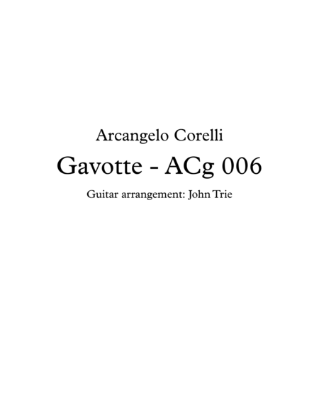 Gavotte Acg006 Sheet Music