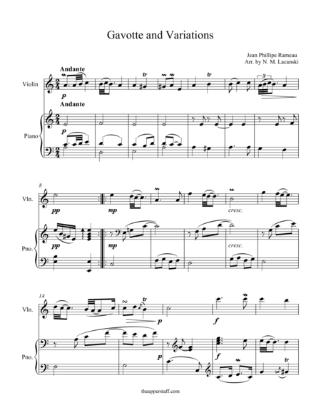 Free Sheet Music Gavotte And Variations