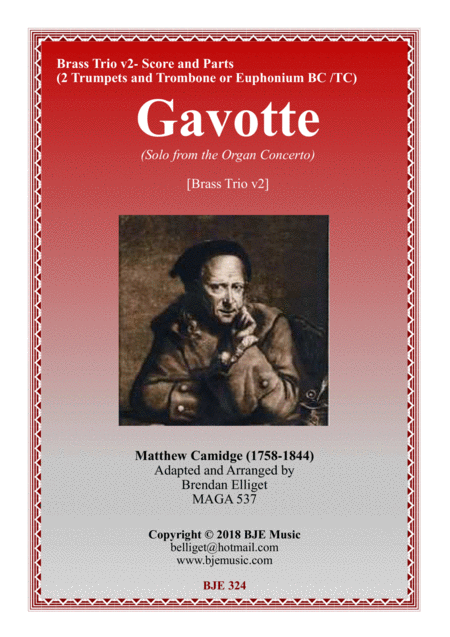 Free Sheet Music Gavotte Solo From The Organ Concerto Brass Trio V2