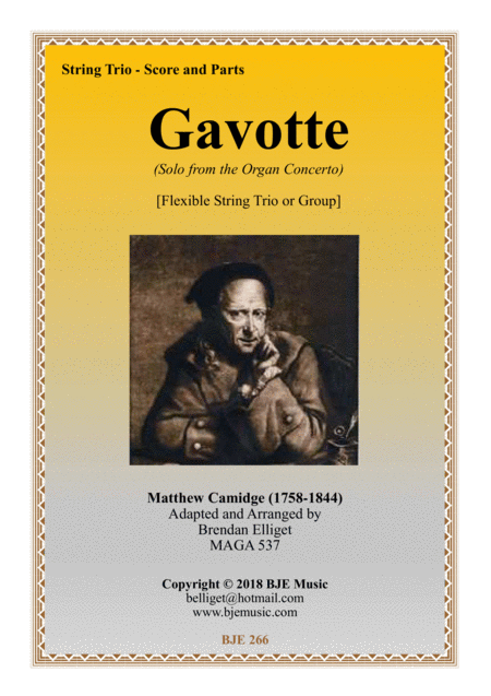 Gavotte Solo From The Organ Concerto Flexible String Trio Or Group Sheet Music