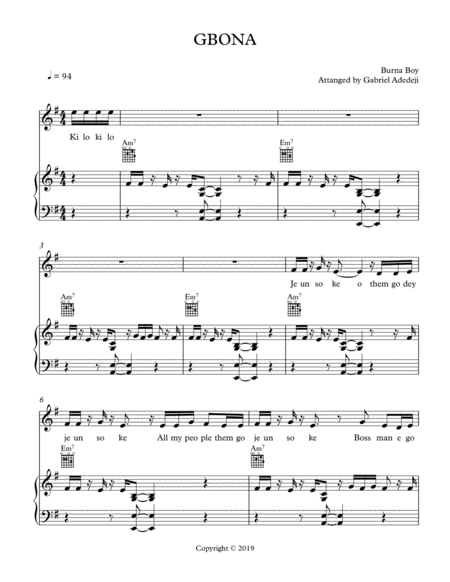 Gbona Sheet Music