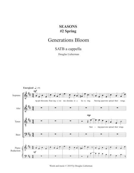 Free Sheet Music Generations Bloom 2 From The Song Cycle Seasons A Love Story By Douglas Lieberman