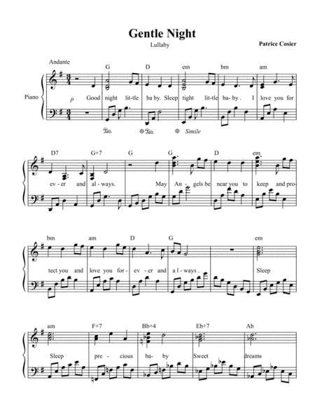 Free Sheet Music Gentle Night