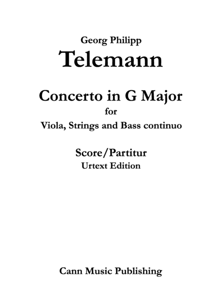 Free Sheet Music Georg Philipp Telemann Viola Concerto In G Major Urtext Score