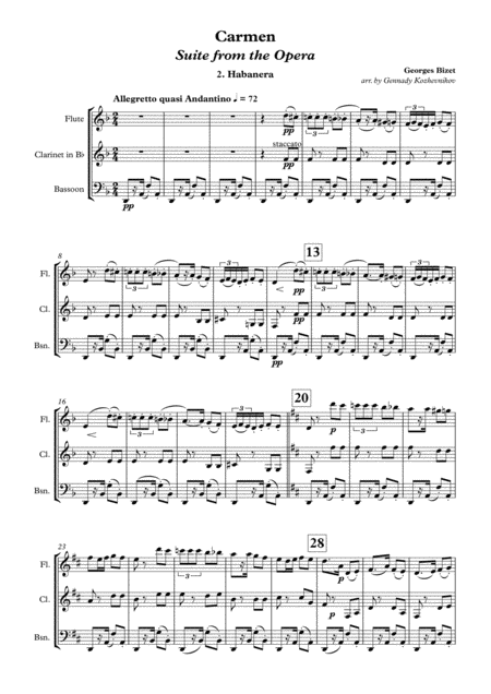 Georges Bizet Suite From Opera Carmen 2nd Movement Habanera Sheet Music