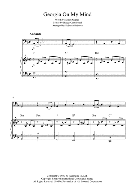 Georgia On My Mind Bassoon Solo And Piano Accompaniment Sheet Music