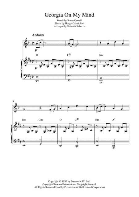 Free Sheet Music Georgia On My Mind Clarinet In A Solo And Piano Accompaniment