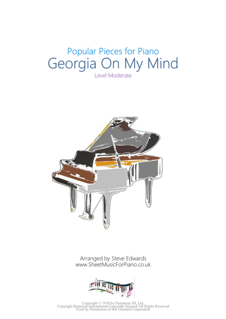 Georgia On My Mind Piano Solo Moderate Sheet Music