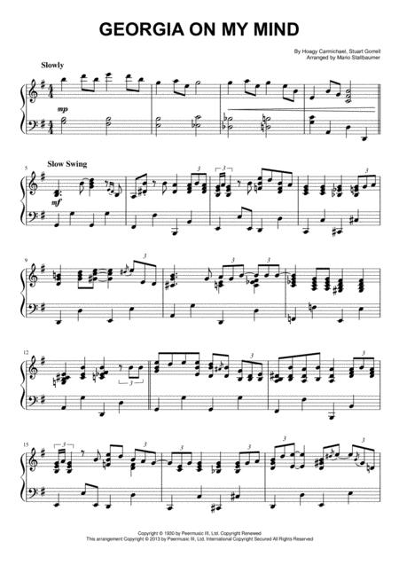 Free Sheet Music Georgia On My Mind Piano Solo