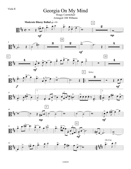 Georgia On My Mind Viola 2 Sheet Music