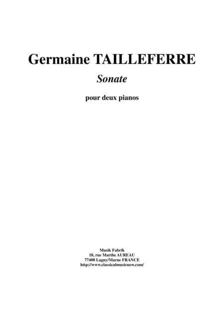 Germaine Tailleferre Sonata For Two Pianos Sheet Music