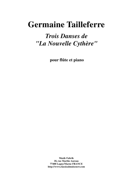Germaine Tailleferre Trois Danses De La Nouvelle Cythre For Flute And Piano Sheet Music