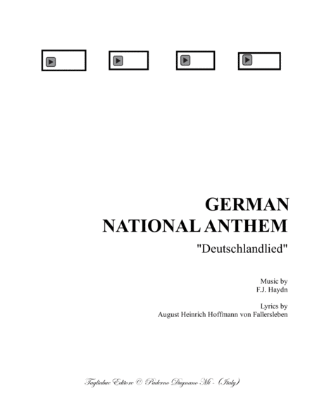 German National Anthem German Text For Satb Choir And Piano Pdf Files With Embedded Mp3 Files Of The Individual Parts Sheet Music