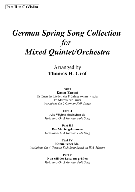 German Spring Song Collection 5 Concert Pieces Multiplay Part 2 In C Sheet Music