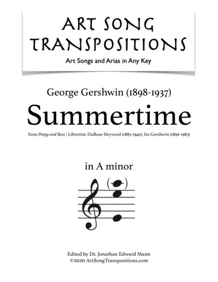 Gershwin Summertime Transposed To A Minor Sheet Music