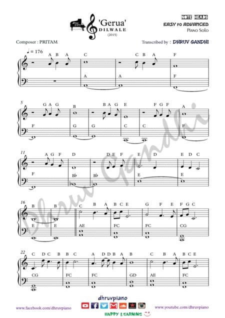 Free Sheet Music Gerua Piano Arrangement Easy To Advanced