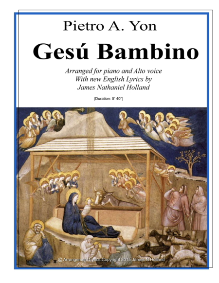 Gesu Bambino For Alto Voice And Piano With New English Lyrics Sheet Music