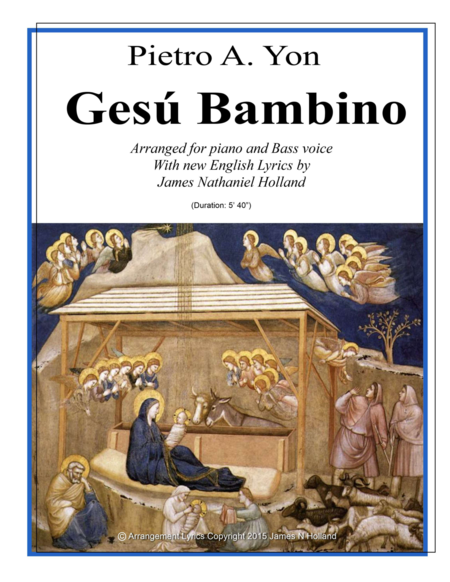 Gesu Bambino For Bass Voice And Piano With New English Lyrics Sheet Music