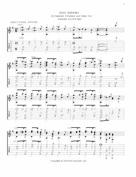 Free Sheet Music Gesu Bambino For Solo Guitar