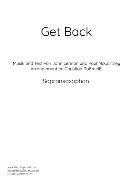 Get Back Melody For Saxophon Alto Tenor Sheet Music