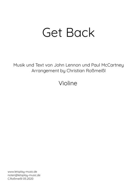 Free Sheet Music Get Back Melody For Strings Violin Cello