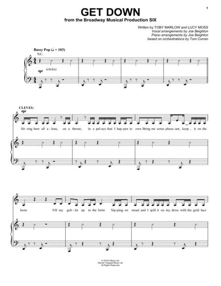 Get Down From Six The Musical Sheet Music