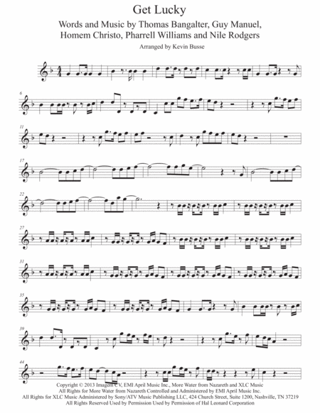 Free Sheet Music Get Lucky Flute