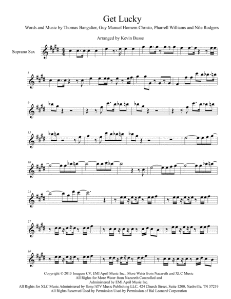 Free Sheet Music Get Lucky Original Key Soprano