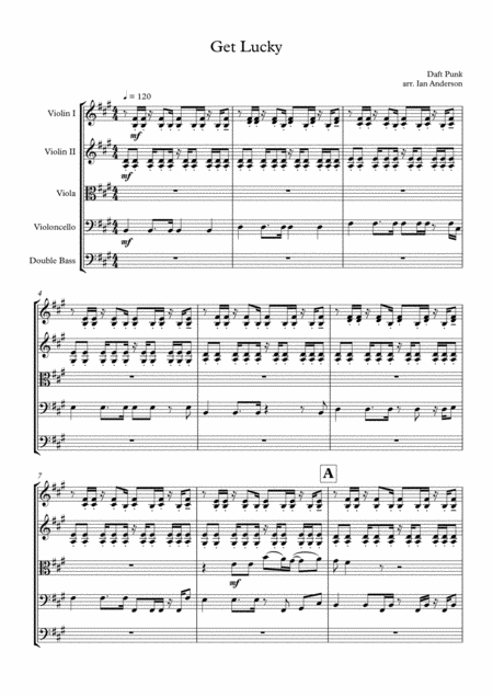 Free Sheet Music Get Lucky String Quintet String Orchestra