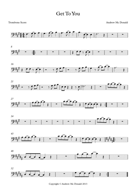 Get To You Bb Trombone Score Sheet Music