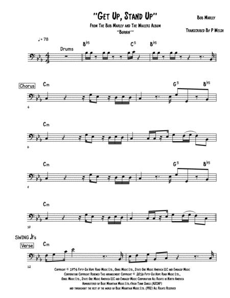 Get Up Stand Up Bass Guitar Tab Sheet Music