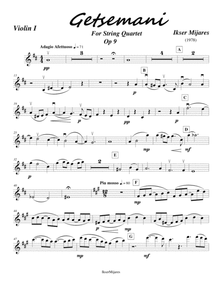 Free Sheet Music Getsemani Op 9 First Violin