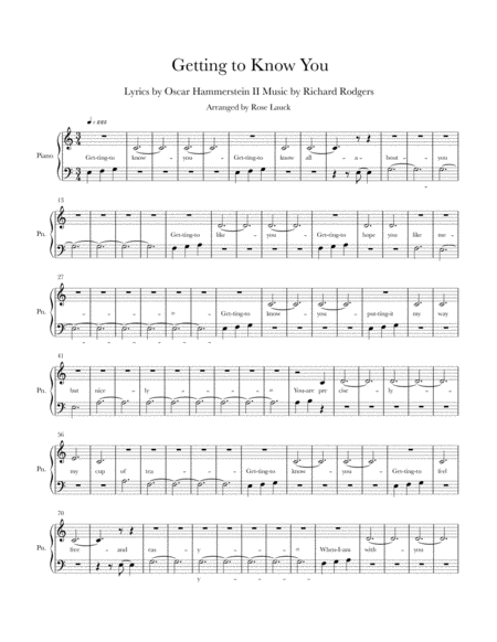 Getting To Know You 5 Finger Piano Sheet Music