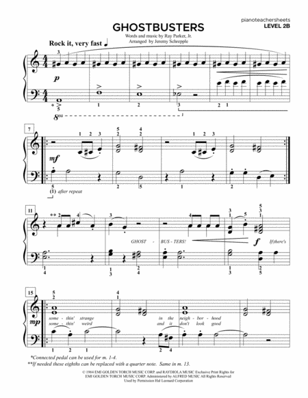 Ghostbusters 2b Sheet Music