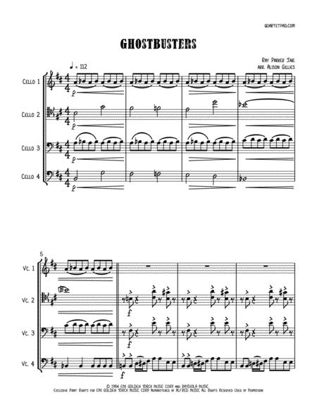 Ghostbusters Cello Quartet Sheet Music