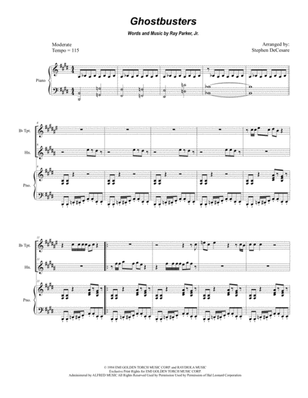 Ghostbusters Duet For Bb Trumpet And French Horn Sheet Music