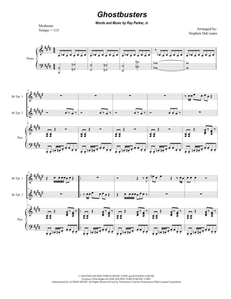 Ghostbusters Duet For Bb Trumpet Sheet Music