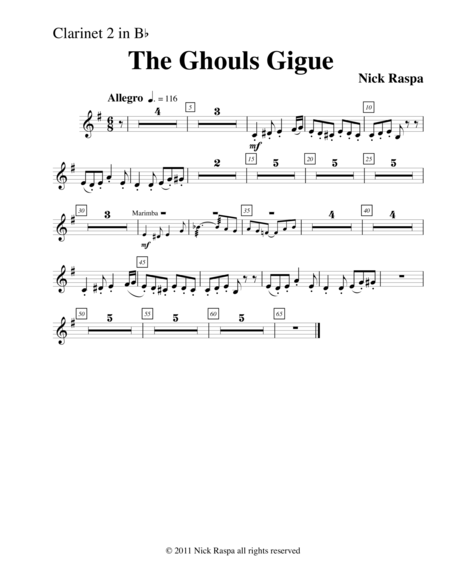 Free Sheet Music Ghouls Gigue From Three Dances For Halloween B Flat Clarinet 2 Part