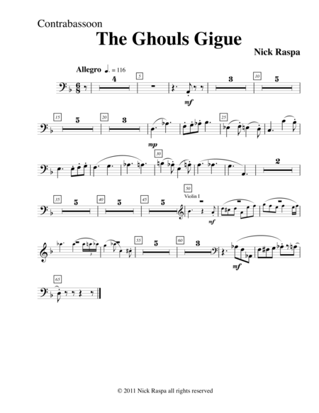 Free Sheet Music Ghouls Gigue From Three Dances For Halloween Contrabassoon Part