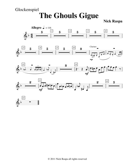 Free Sheet Music Ghouls Gigue From Three Dances For Halloween Glockenspiel Part