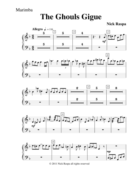 Free Sheet Music Ghouls Gigue From Three Dances For Halloween Marimba Part