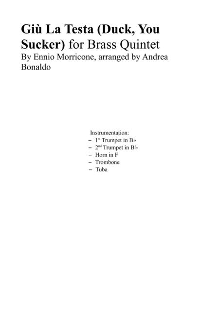 Gi La Testa Duck You Sucker For Brass Quintet Sheet Music