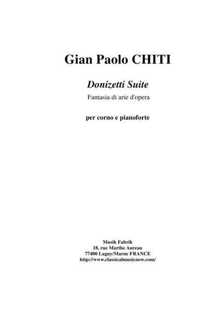 Free Sheet Music Gian Paolo Chiti Donizetti Suite For Horn And Piano
