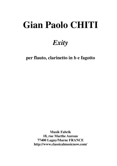 Free Sheet Music Gian Paolo Chiti Exity For Flute Bb Clarinet And Bassoon