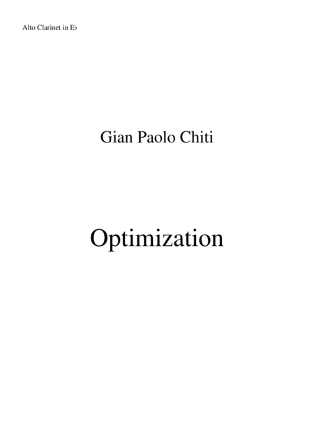 Gian Paolo Chiti Optimisation For Intermediate Concert Band Eb Alto Clarinet Part Sheet Music