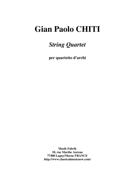 Gian Paolo Chiti Quartetto Per Archi Score And Parts Sheet Music