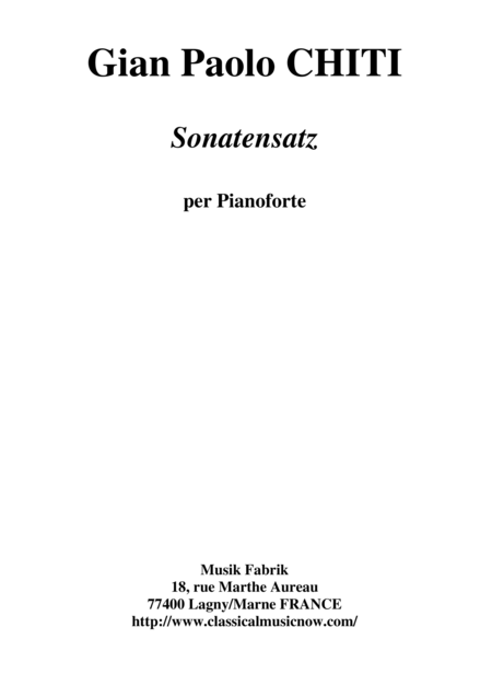 Free Sheet Music Gian Paolo Chiti Sonatensatz For Piano